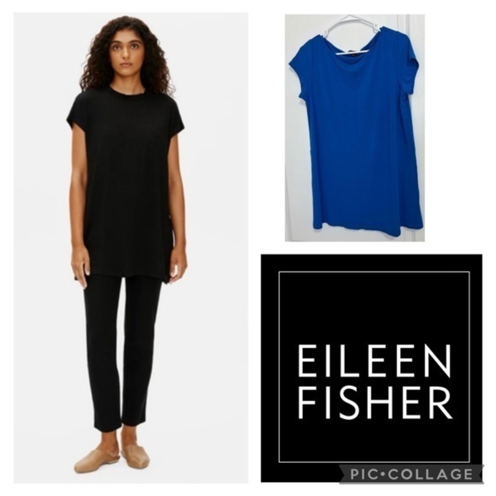 Eileen Fisher Lagenlook Minimalist Normcore Casual Tunic top Blue size M